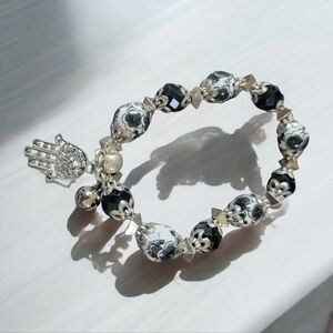 Silver black Sparkle Fatima bracelet